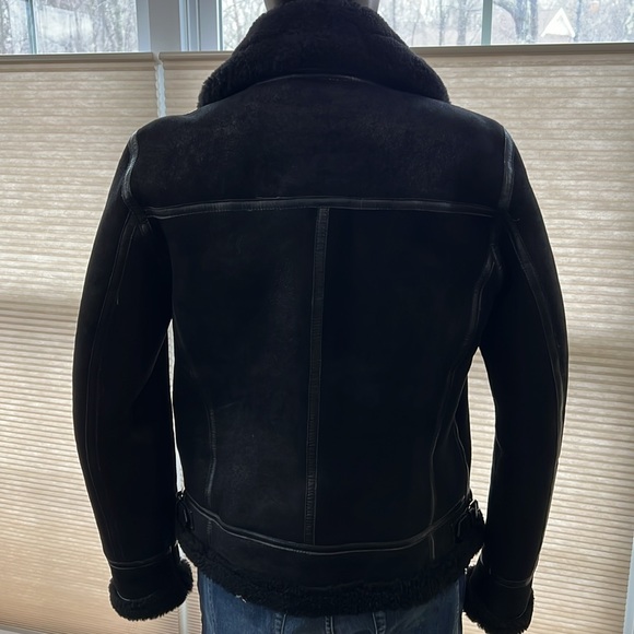 100% Shearling Flight Jacket made in India by Idleman. Color: Black Size: Large - Picture 5 of 14